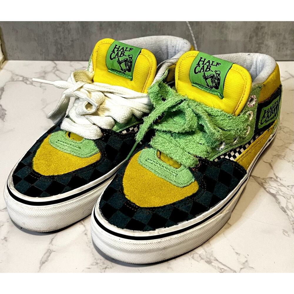 Whack Vans Half Cab Yellow Green Black Checkerboard Sneakers